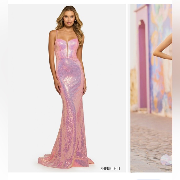 Excellent used condition, Cherry Hill prom dress, pink sequin, size 2 - Picture 1 of 4